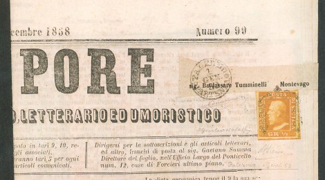 Il 1/2 grano che affranca la copia del giornale "Il Vapore" è annullato il 1 gennaio 1859, primo giorno d'uso dell'emissione. 