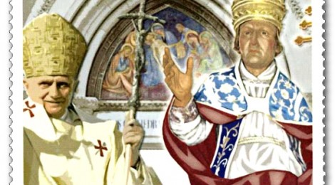 Insieme su un francobollo italiano i due papi della "rinuncia"