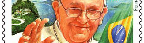 Il francobollo per la visita del Papa in Brasile